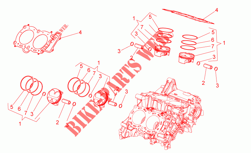 Cylindre   Piston pour Aprilia Tuono V4 1100 RR E4 ABS de 2017