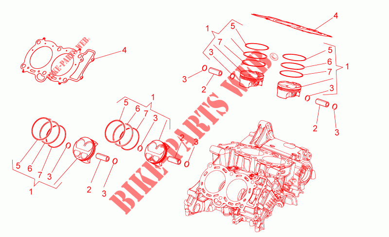 Cylindre   Piston pour Aprilia Tuono V4 1100 RR E4 ABS de 2017
