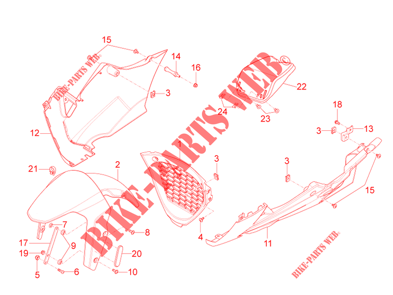 GARDE BOUE AVANT   SABOT pour Aprilia RS4 50 2T de 2014