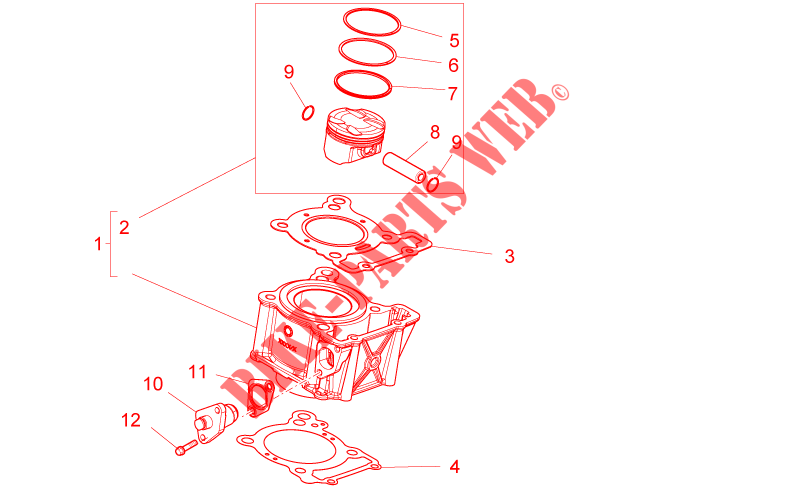 Cylindre   Piston pour Aprilia RS4 125 4T de 2014
