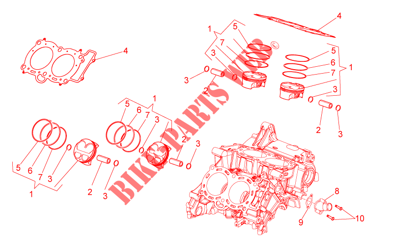 Cylindre   Piston pour Aprilia RSV4 1000 APRC Factory ABS de 2014