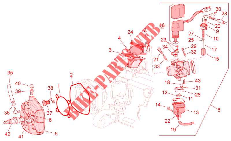 Culasse/Carburateur pour Aprilia SR carb. de 2014
